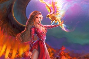 Fantasy Girl With Phoenix