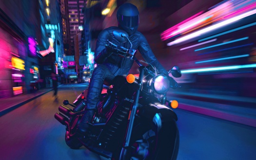 Motor Biker In City (click to view) HD Wallpaper